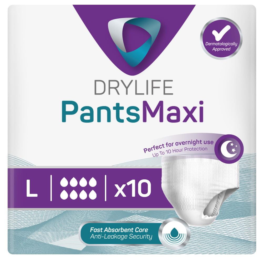 Drylife Pants Plus Disposable Pull-Up Unisex Incontinence Pants | Dry Feel Technology, Anti-Leak Security, Kind to Skin Soft Breathable Material