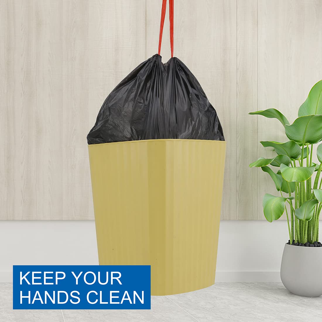 JASINCESS 3- 4 Gallon Drawstring Small Trash Bags- Thick Multi purpose Garbage Bags For home office kitchen (Black-120)