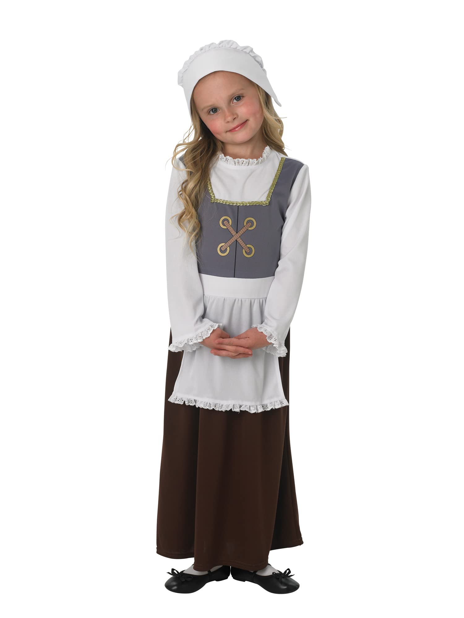 Rubies Official Tudor Girl Costume Girls Medium,Grey, White, Brown Halloween