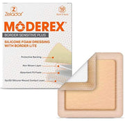 Moderex Thin Silicone Lite Foam Dressing with Border for Light to Moderate exuding Wounds for Sensitive Skin Painless Removal High Absorbency Bed Pressure Sore Leg and Diabetic Ulcer