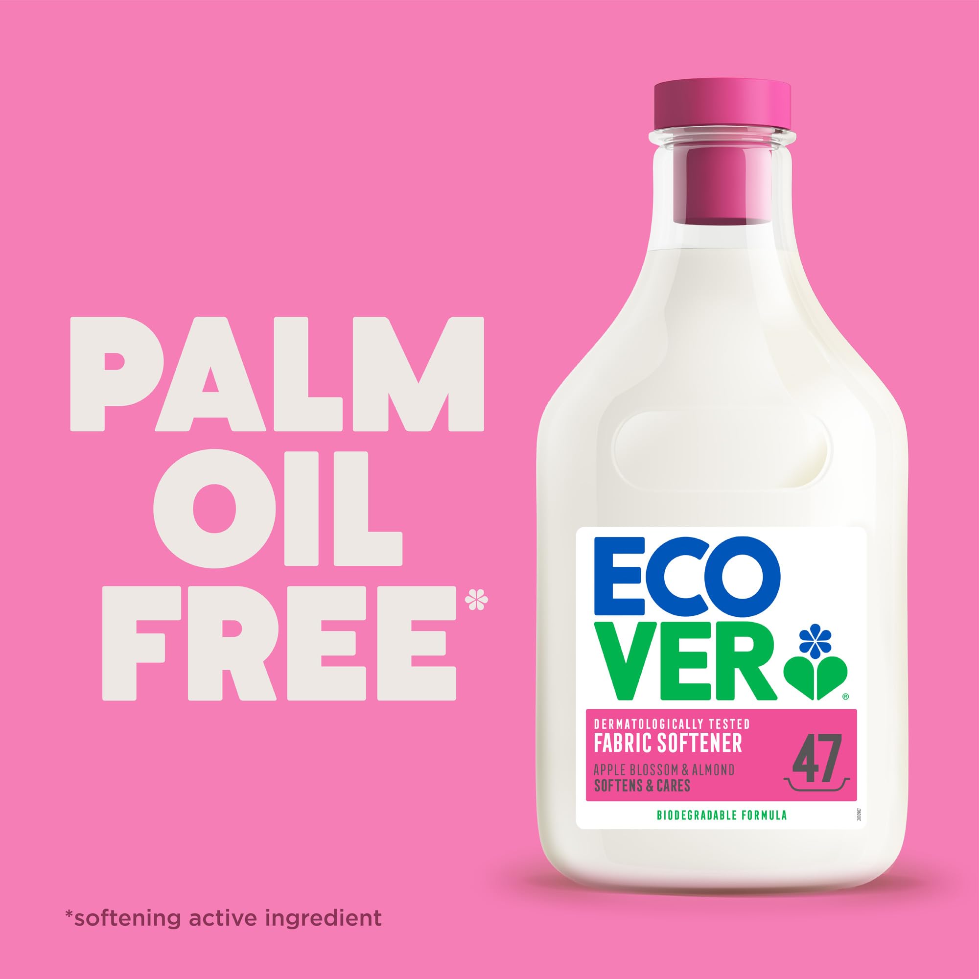 Ecover Fabric Softener, Fabric Conditioner to Soften Your Clothes, Fresh Apple Blossom & Almond Scent 1 x 47 Washes, 1 x 1.43L