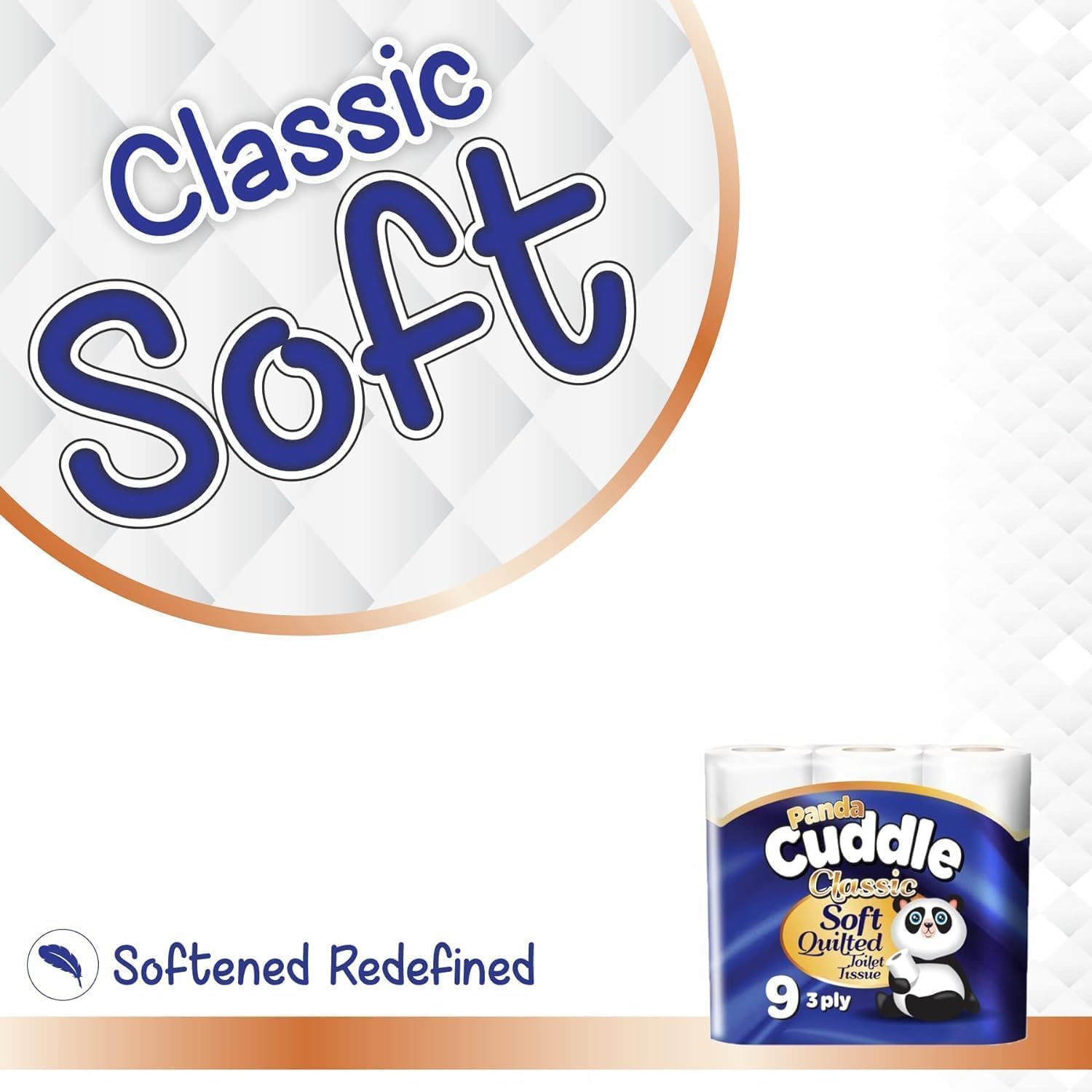 Panda Cuddle 3-Ply Soft Quilted Unscented Toilet Rolls - Premium Bathroom Toilet Rolls for Luxurious Comfort and Hygiene (Pack of 9)