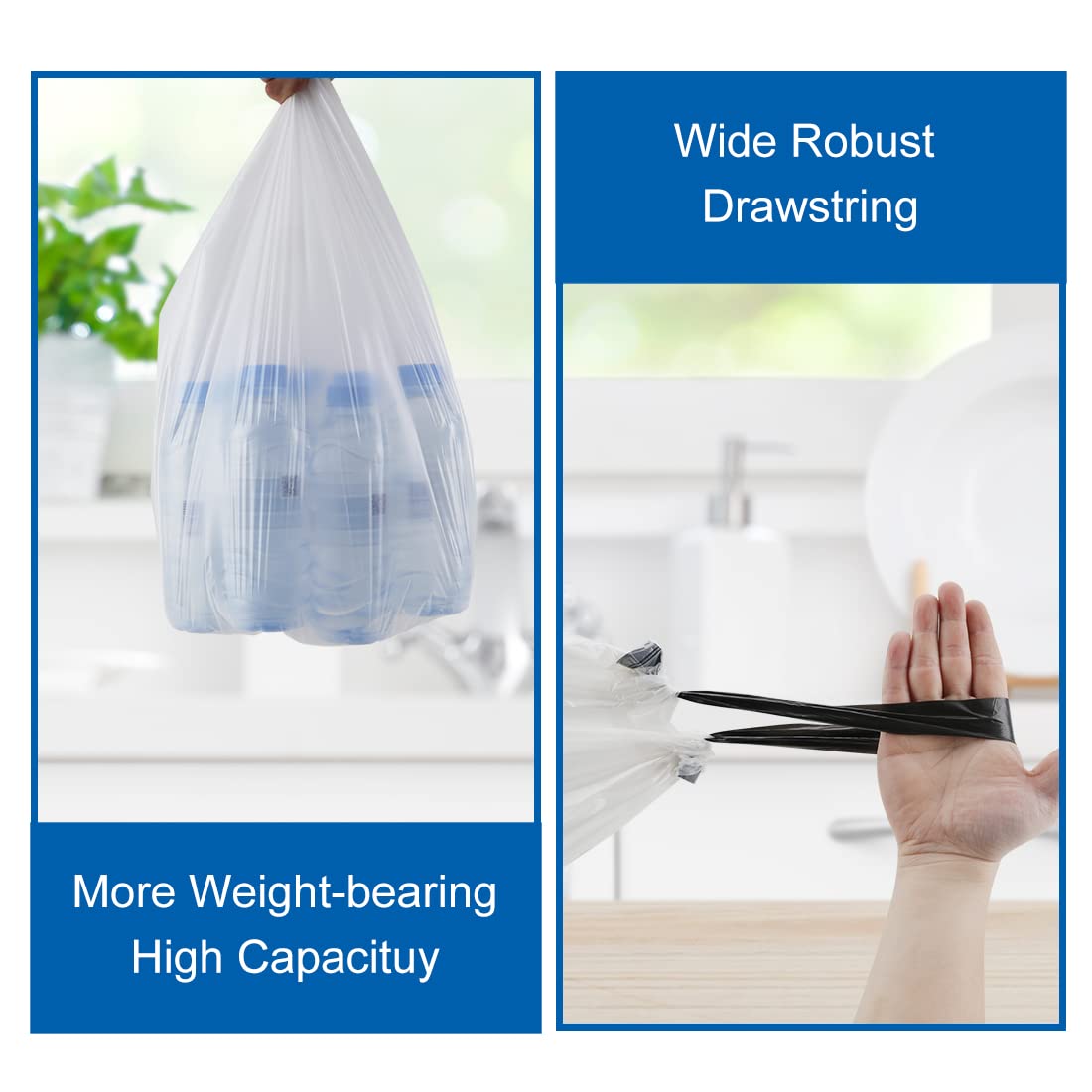 JASINCESS 3- 4 Gallon Drawstring Small Trash Bags- Thick Multi purpose Garbage Bags For home office kitchen (Black-120)