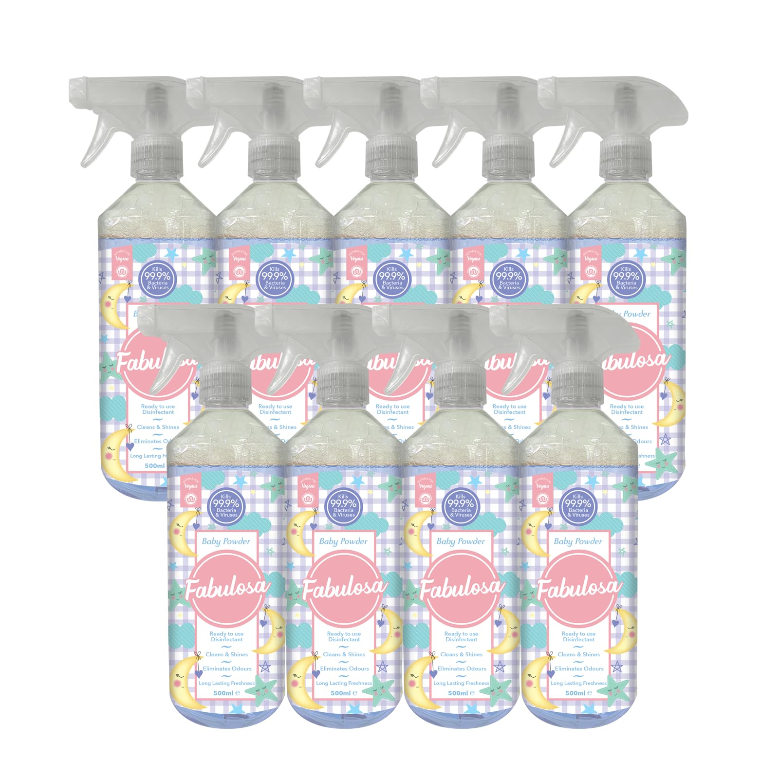 Fabulosa Antibacterial Disinfectant Spray, All Purpose Multi Surface Cleaner, 500ml, 9 pack