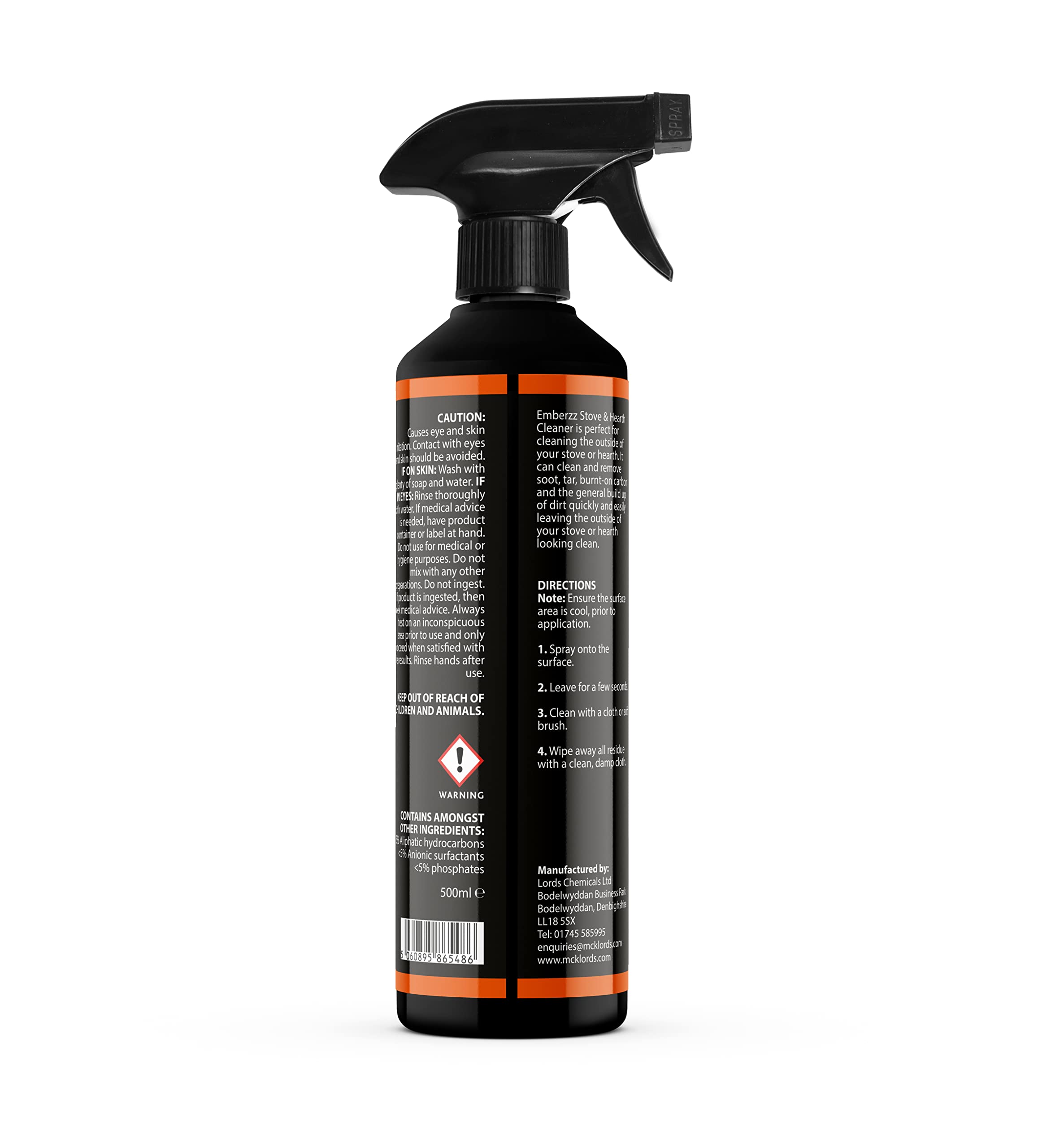 Emberzz - Stove, Fireplace and Hearth Cleaner | Dissolves Soot, Grease & Tar | For Wood, Log Burner - 500ml