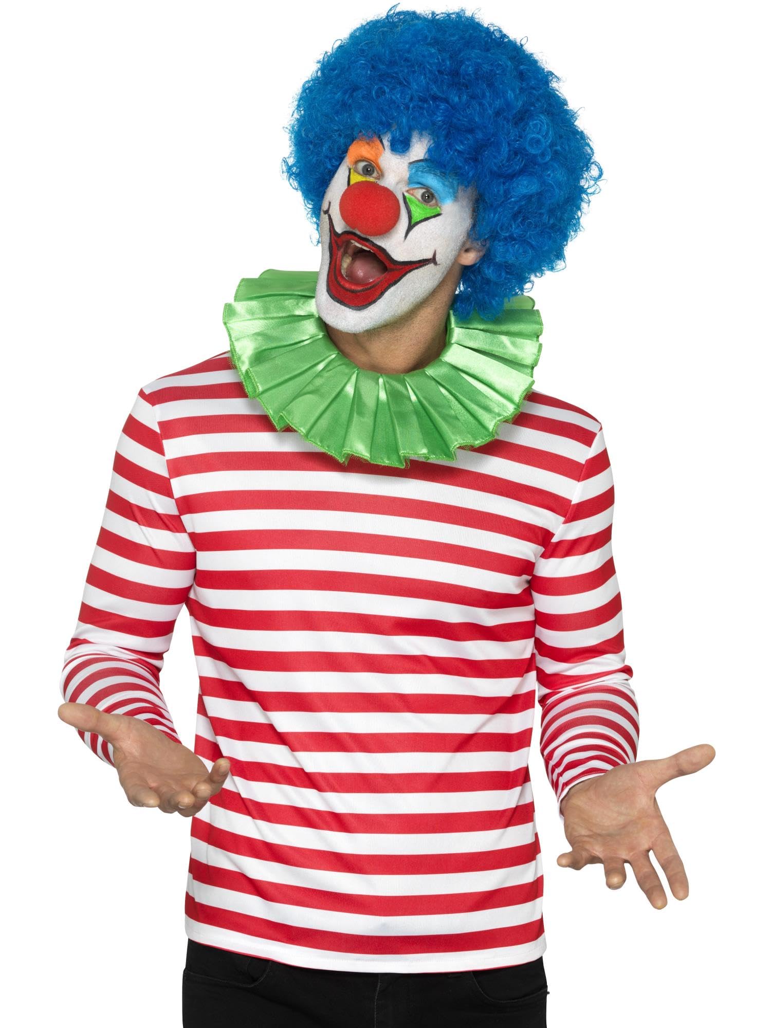 Smiffys Stripy T-Shirt, Red with Long Sleeve, Circus Fancy Dress, Adult Dress Up Costumes