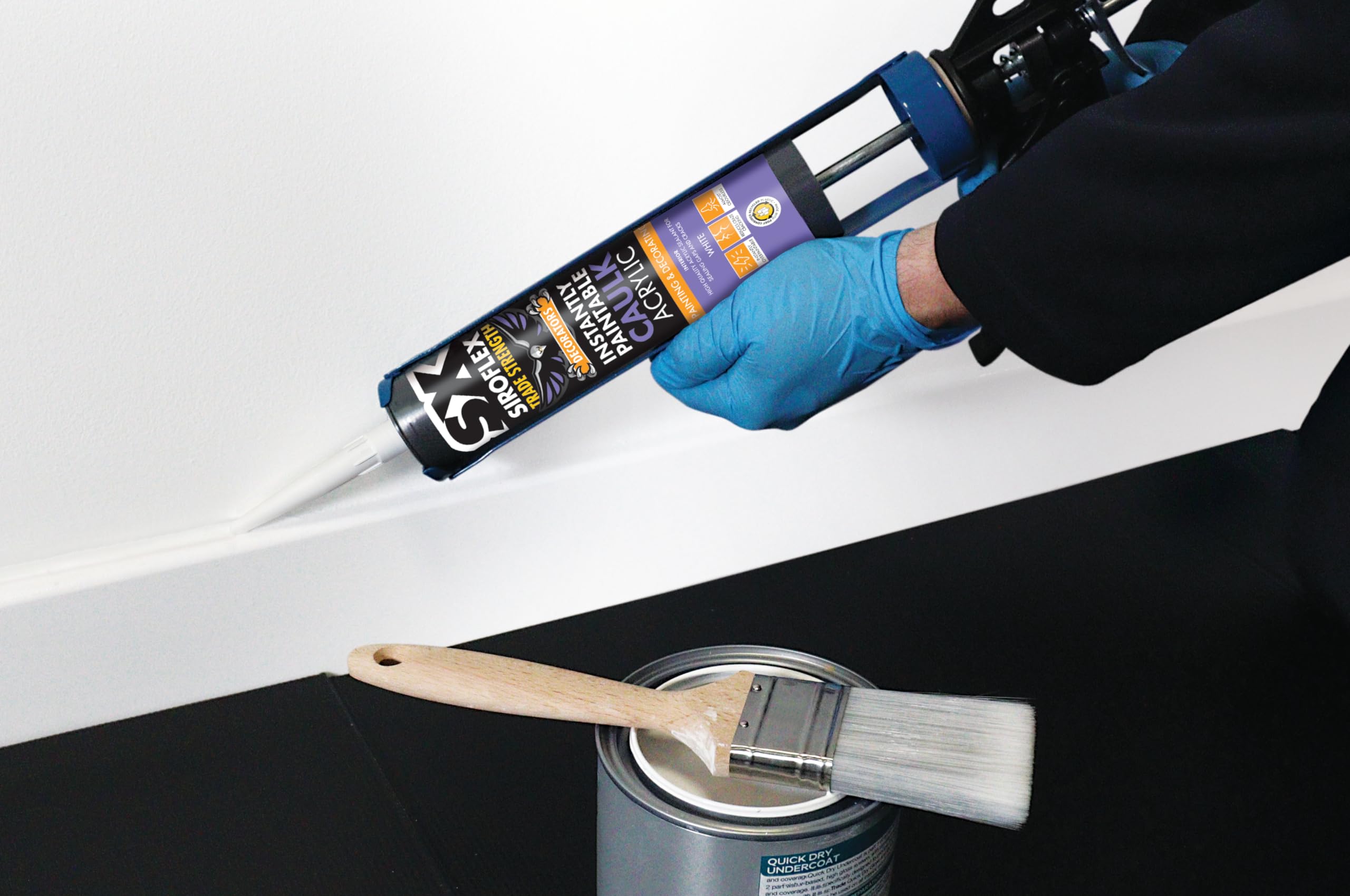 SX White Instantly Paintable Caulk Acrylic - Instantly Over Paintable With Water & Sythetic Based Paints - Reduces Craze Cracking - Sealing Gaps & Cracks - Interior Use - 310ml