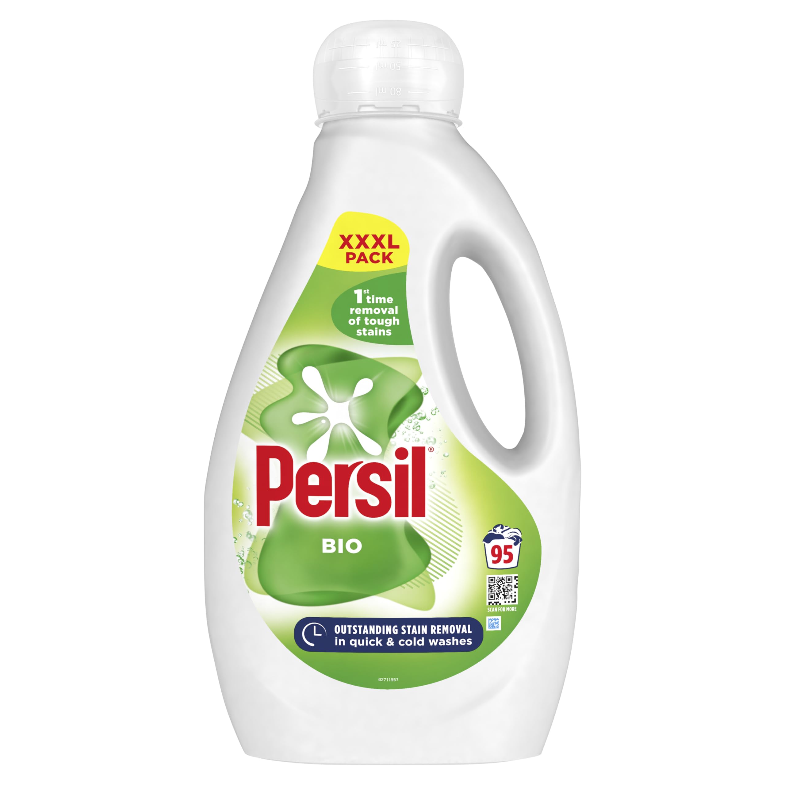 Persil Laundry Liquid Detergent - Removes Blood & Period Stains in 1 Wash, Works in Cold & Quick Cycles, Gentle on Delicates 95 Washes (2.565 L)