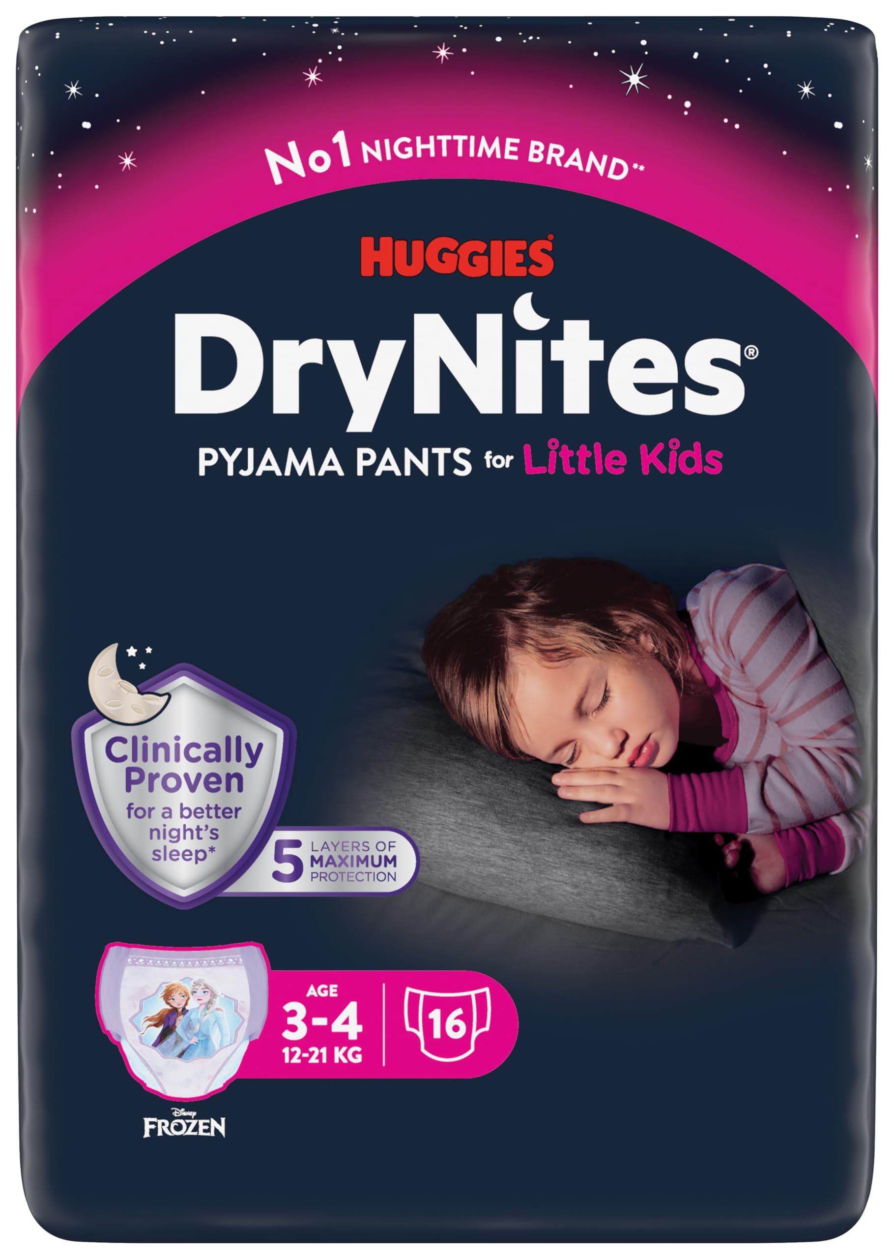 Huggies DryNites, Girls’ Pyjama Pants - Discrete Night Time Nappies with Exciting Designs - Maximum Protection for Teen Bed Wetting