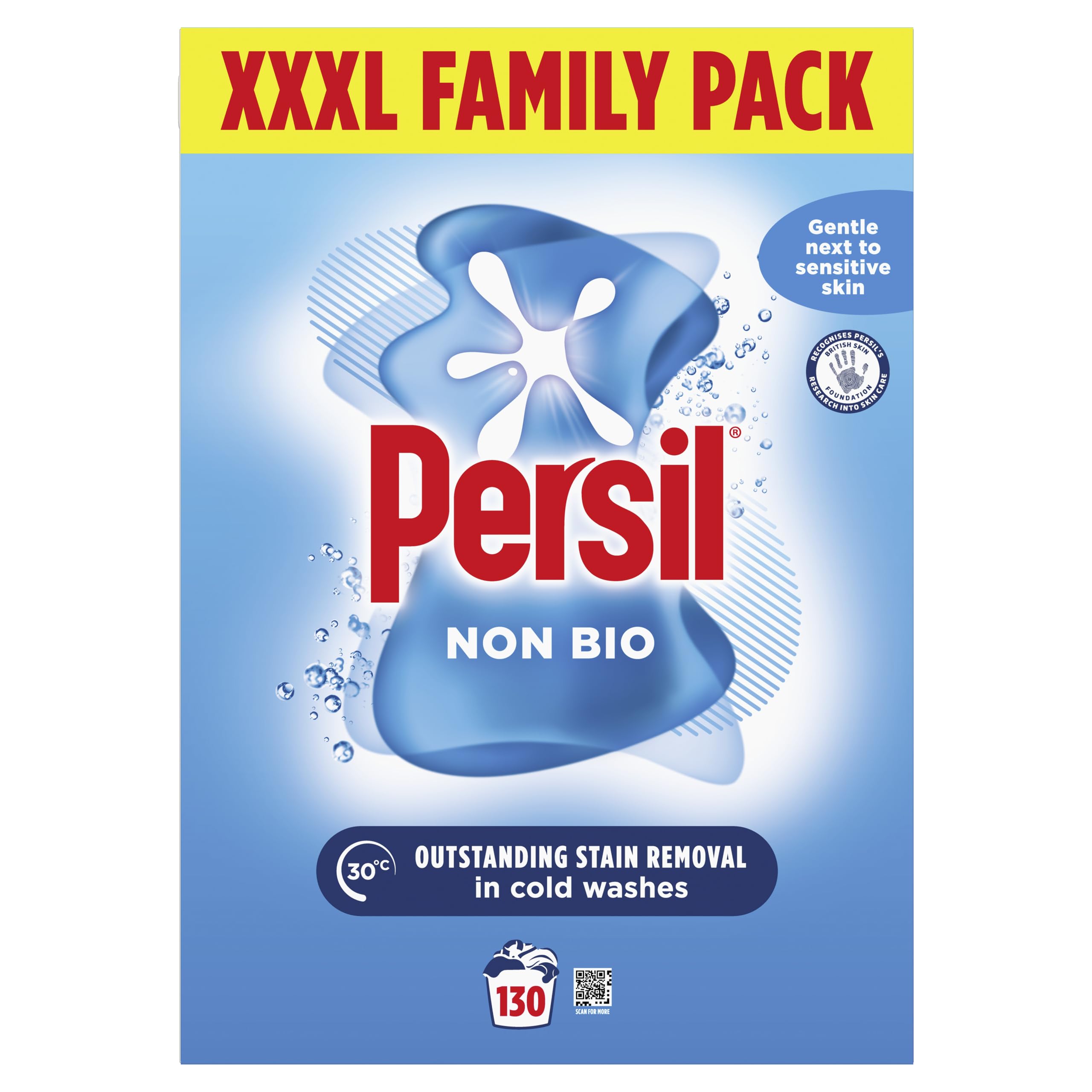 Persil Non Bio Washing Powder XXL Family Pack 100% recyclable pack for stain removal that's gentle next to sensitive skin 3.85 kg (77 washes)