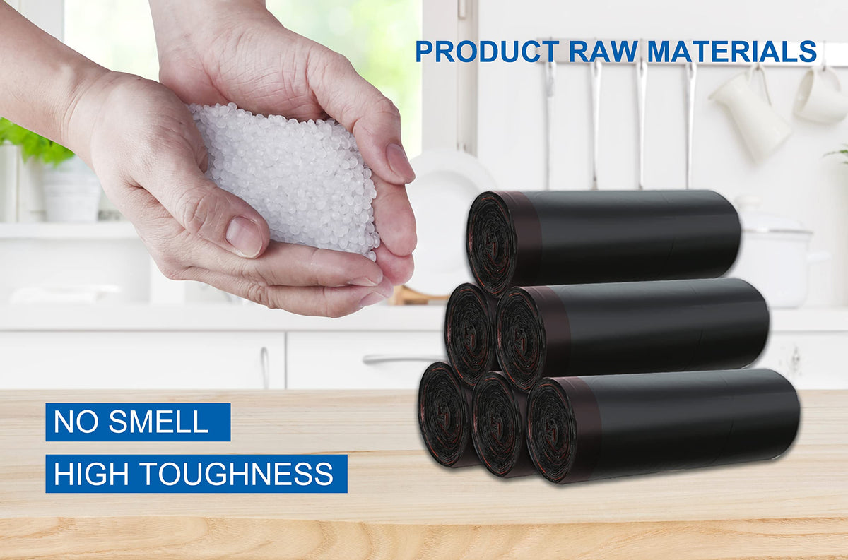 JASINCESS 3- 4 Gallon Drawstring Small Trash Bags- Thick Multi purpose Garbage Bags For home office kitchen (Black-120)