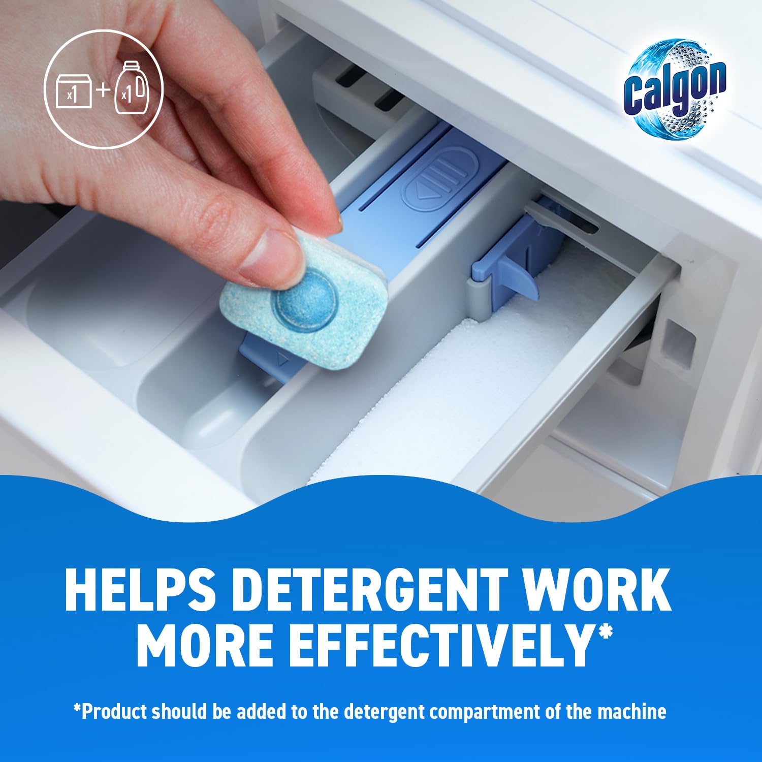 Calgon 4-in-1 Water Softener Tablets, Washing Machine Cleaner, Removes Odours, Limescale & Residue, Deep Clean, Units: 45 Tablets, Size: L Pack,