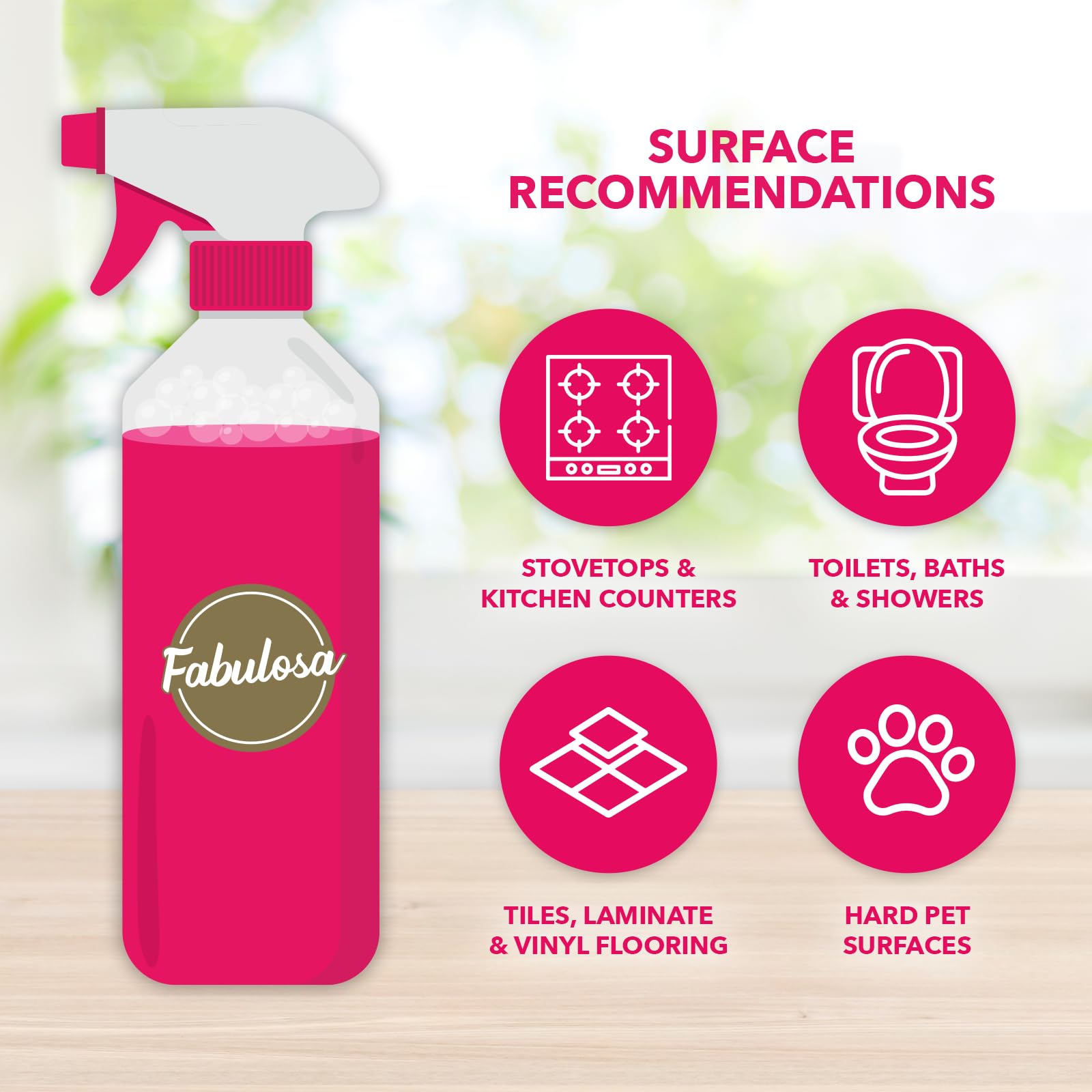 Fabulosa Antibacterial Disinfectant Spray, All Purpose Multi Surface Cleaner, 500ml, 9 pack