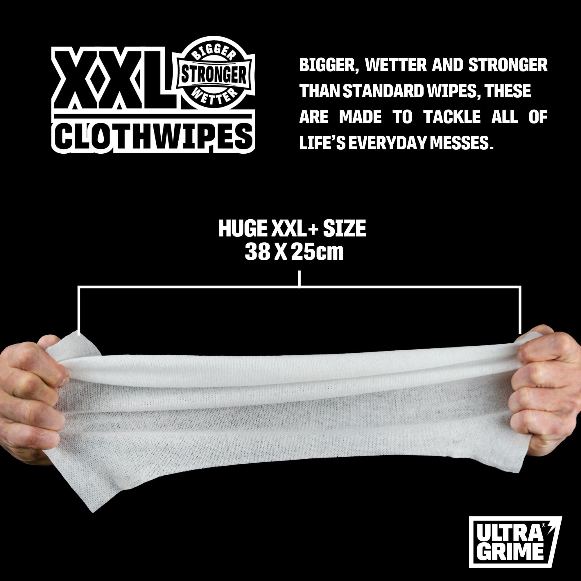 UltraGrime Sports & Leisure XXL Biodegradable Clothwipes - 80 Thick Multi Purpose Cleaning Cloths - Multi Surface Cleaner for Sports Equipment, Hands, Trainers, Football Boots, Golf Equipment Cleaning
