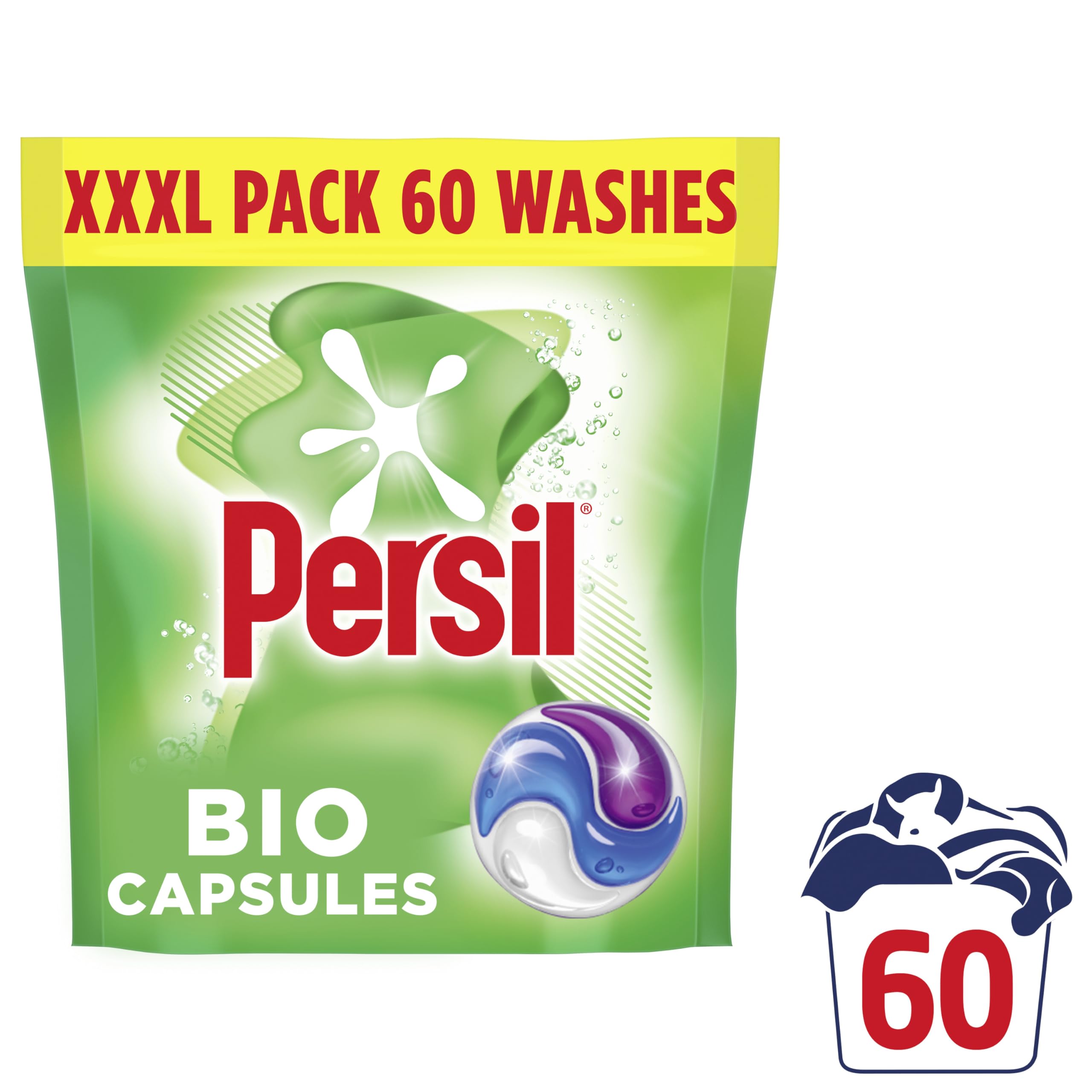 Persil 3 in 1 Bio Laundry Washing Capsules brilliant stain removal XL mega refill pack 1. 782 kg (66 washes)