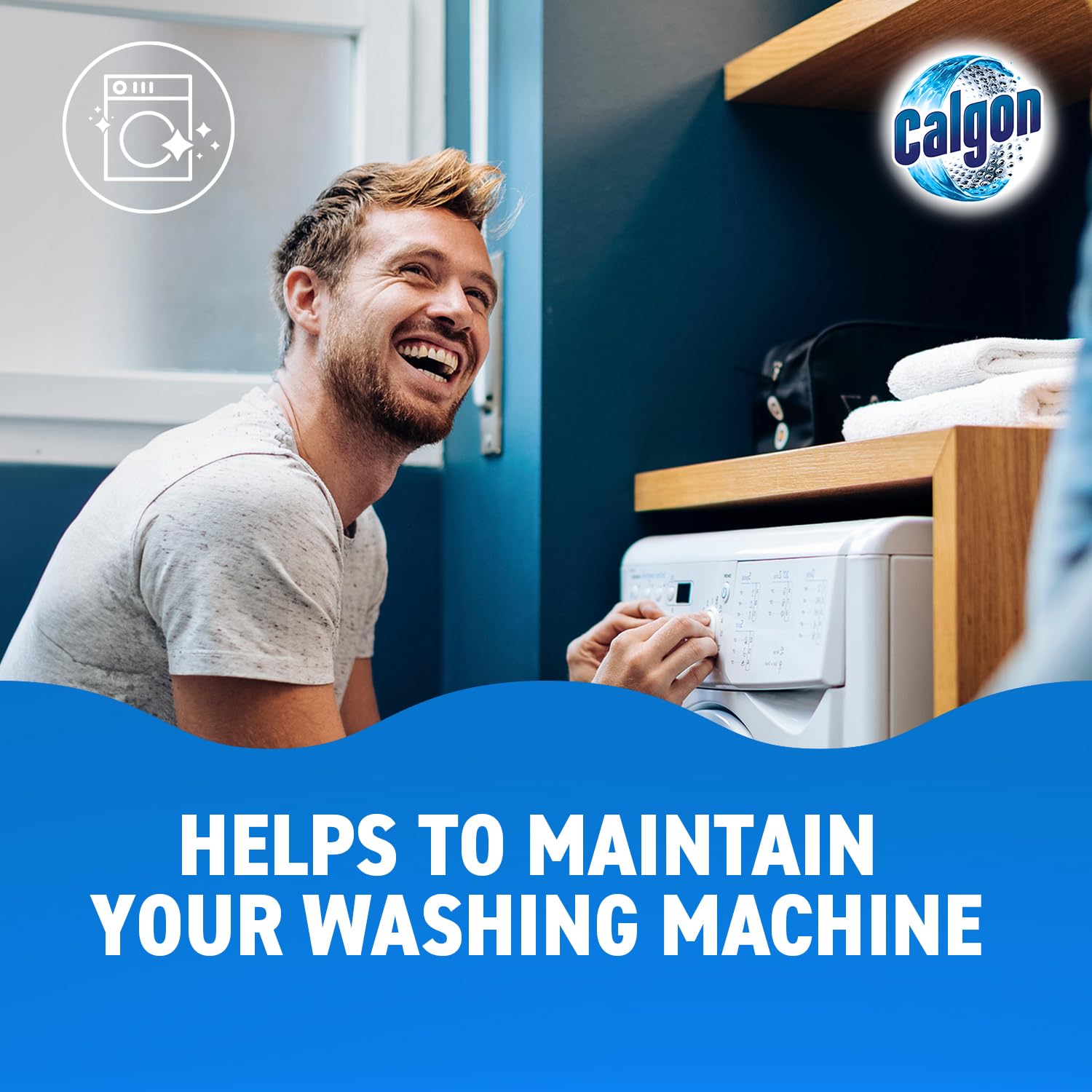 Calgon 4-in-1 Water Softener Tablets, Washing Machine Cleaner, Removes Odours, Limescale & Residue, Deep Clean, Units: 45 Tablets, Size: L Pack,
