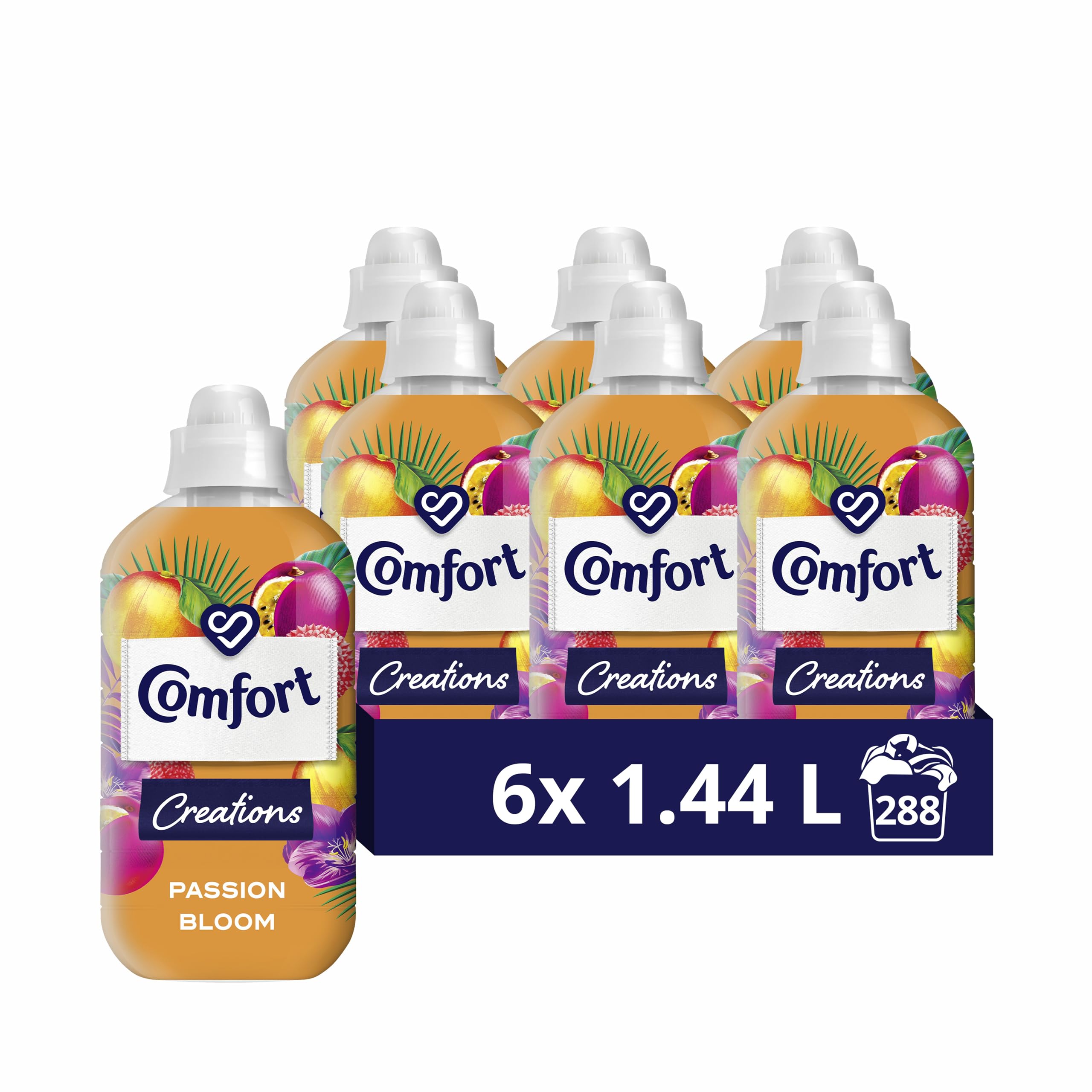 Comfort Creations Passion Bloom Fabric Conditioner with Stay Fresh technology for 100 days of freshness + fragrance* 288 washes (6x 1.44 L )