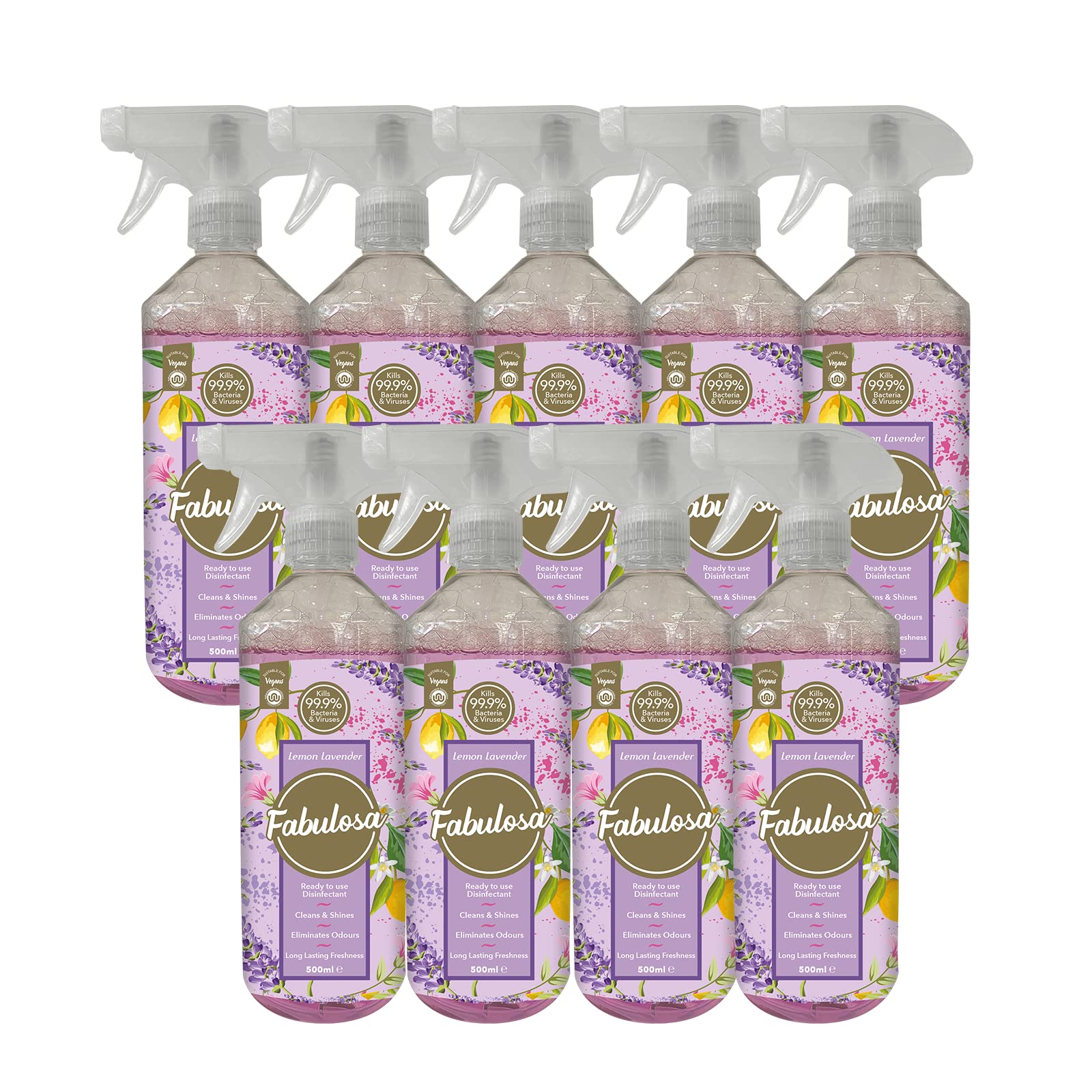 Fabulosa Antibacterial Disinfectant Spray, All Purpose Multi Surface Cleaner, 500ml, 9 pack