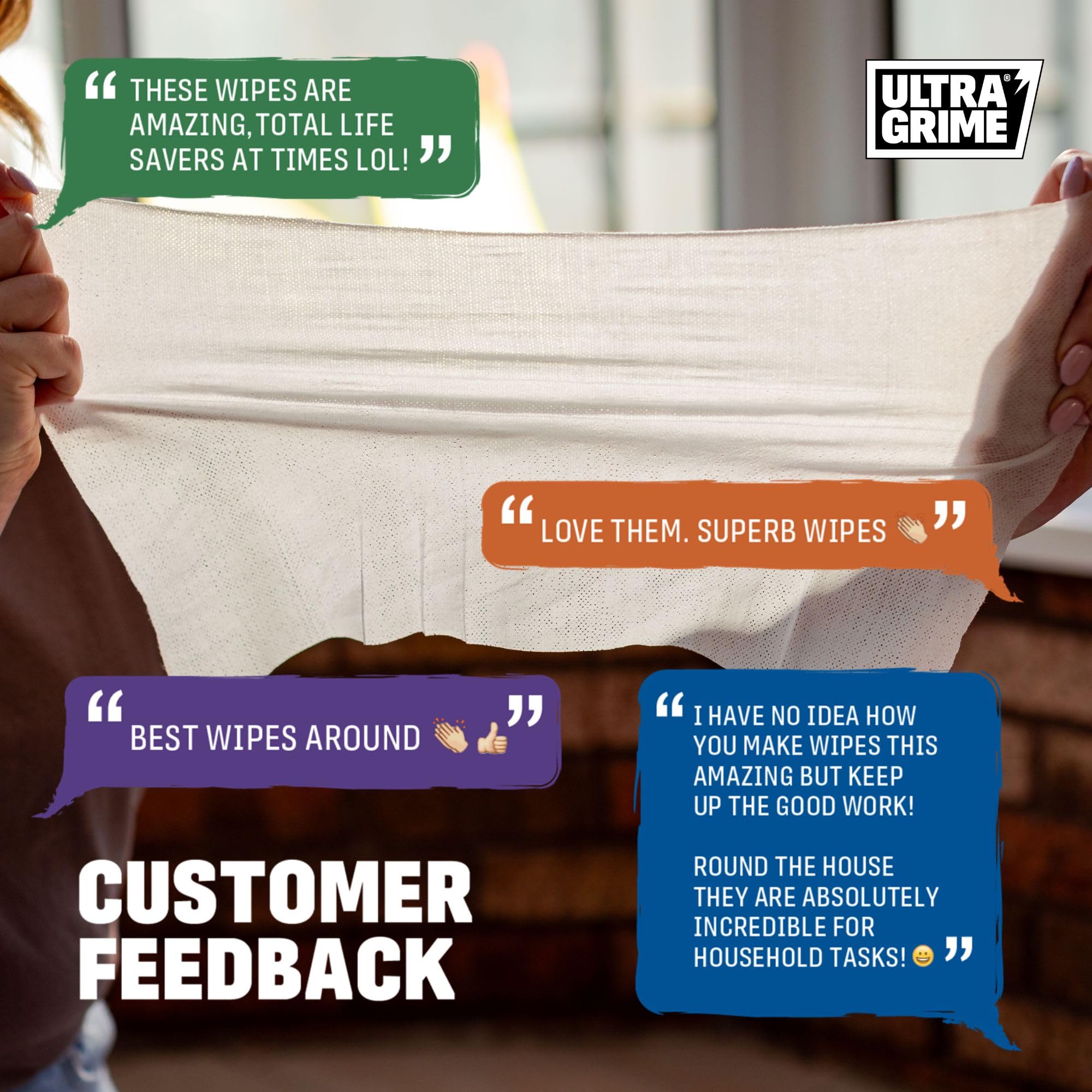 UltraGrime Sports & Leisure XXL Biodegradable Clothwipes - 80 Thick Multi Purpose Cleaning Cloths - Multi Surface Cleaner for Sports Equipment, Hands, Trainers, Football Boots, Golf Equipment Cleaning