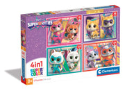 Clementoni Jigsaw Puzzle 4 In 1 Super Kitties 12+16+20+24 Pieces - Supercolor Puzzle For Children 4-6 Years, Cartoon, Gift For Boy/Girls, Puzzle For Kids, Made In Italy, 21531