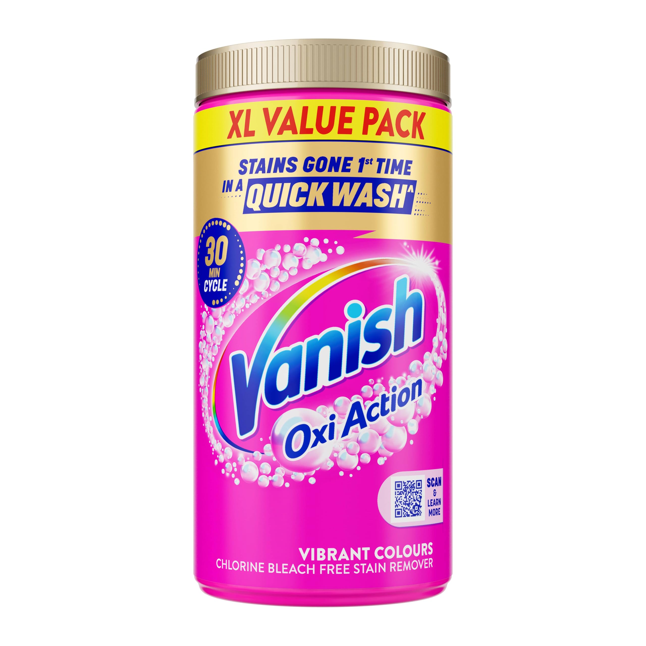 Vanish Gold Oxi Action Stain Remover & Laundry Booster Powder for Colours 1.9 kg | Removes Tough Stains at 20°C in 30 Mins in Just One Wash | Safe on Everyday Fabrics (Packaging May Vary)