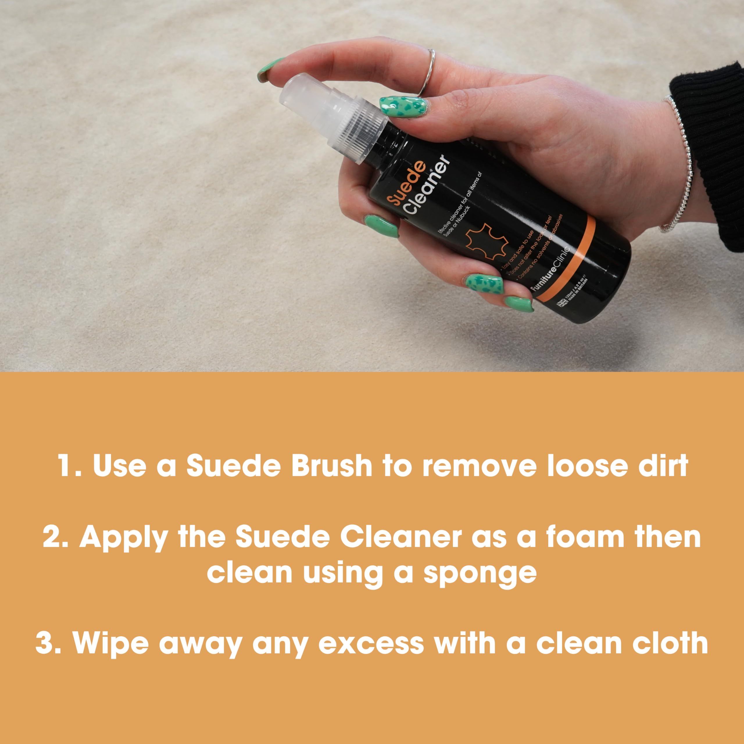 Suede Cleaner – Use to Clean Suede Shoes, Bags, Clothing & Sofas. Safely Removes Dirt & Grime from Suede & Nubuck.