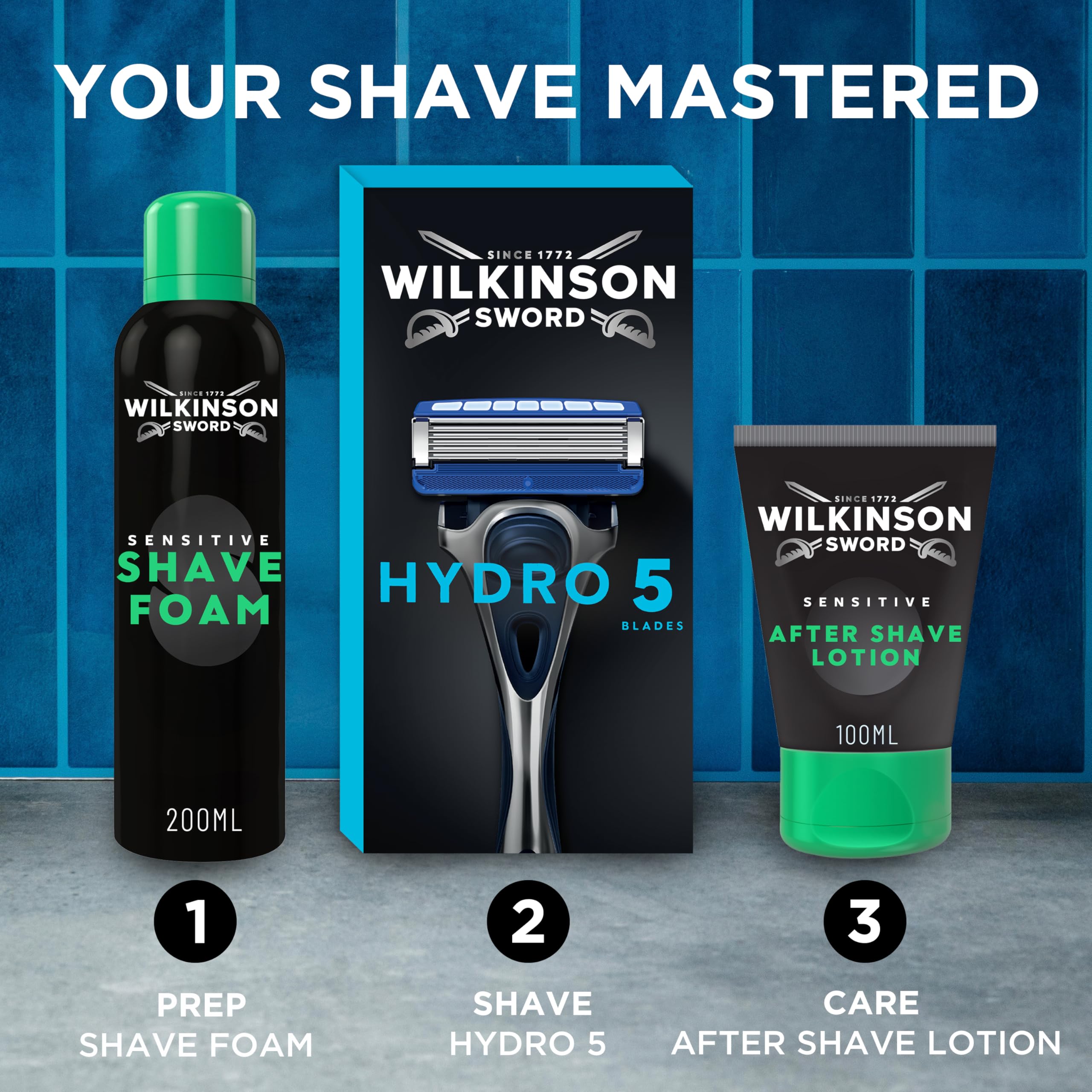 Wilkinson Sword Hydro 5 Men’s Razor Refills, Great Addition to Wash Bags for Men's Grooming, Great Shavers for Routine Shaving and Holidays, 8 Refill Razor Blades Pack