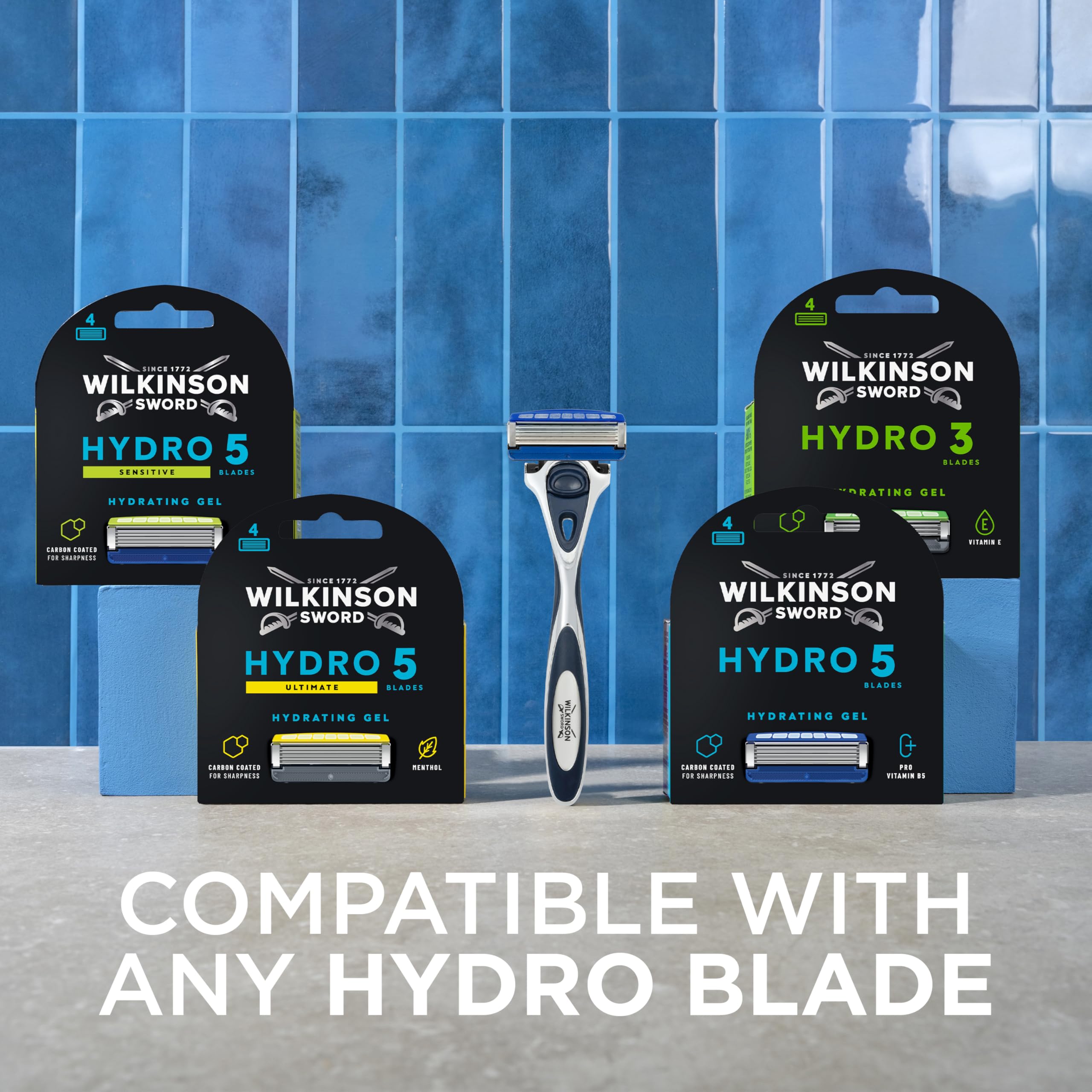 Wilkinson Sword Hydro 5 Men’s Razor Refills, Great Addition to Wash Bags for Men's Grooming, Great Shavers for Routine Shaving and Holidays, 8 Refill Razor Blades Pack