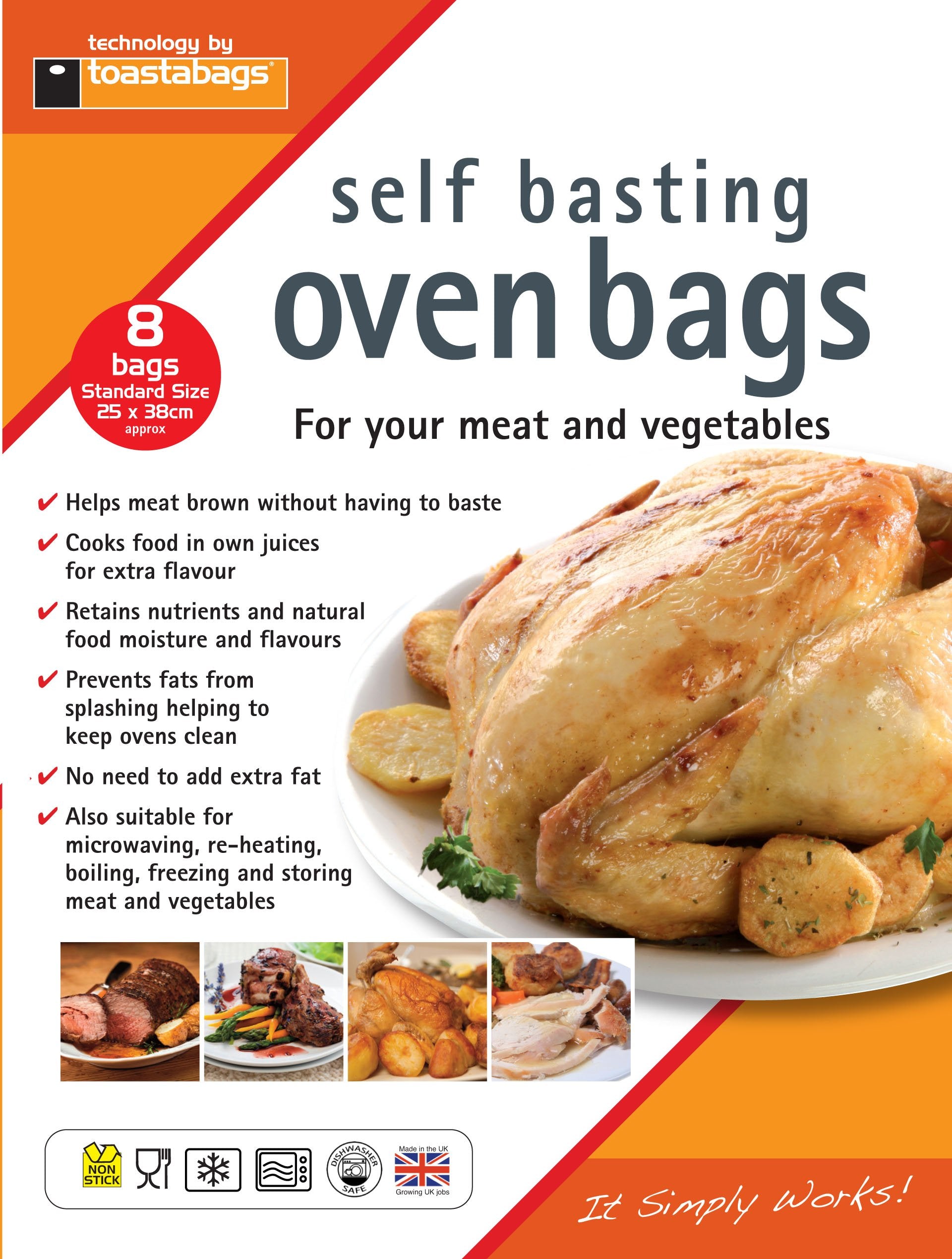 Toastabags Standard Roasting Bags, Transparent, 25 x 38 cm, Pack of 8-P