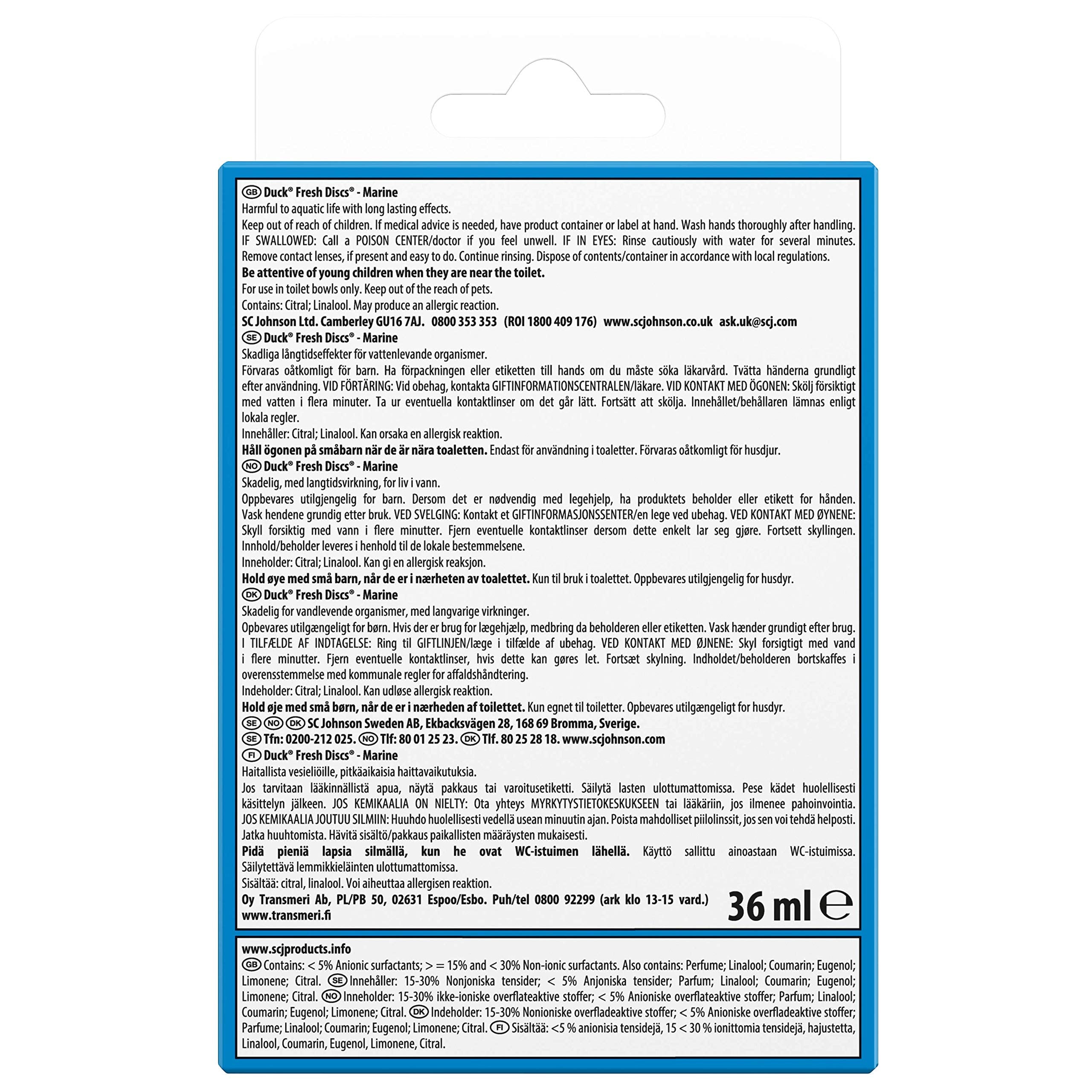 Duck Fresh Discs Toilet Cleaner Starter Kit, Fights Stains That Harbour Germs, Prevents Limescale Build Up, Marine, 1 Holder + 1 Refill