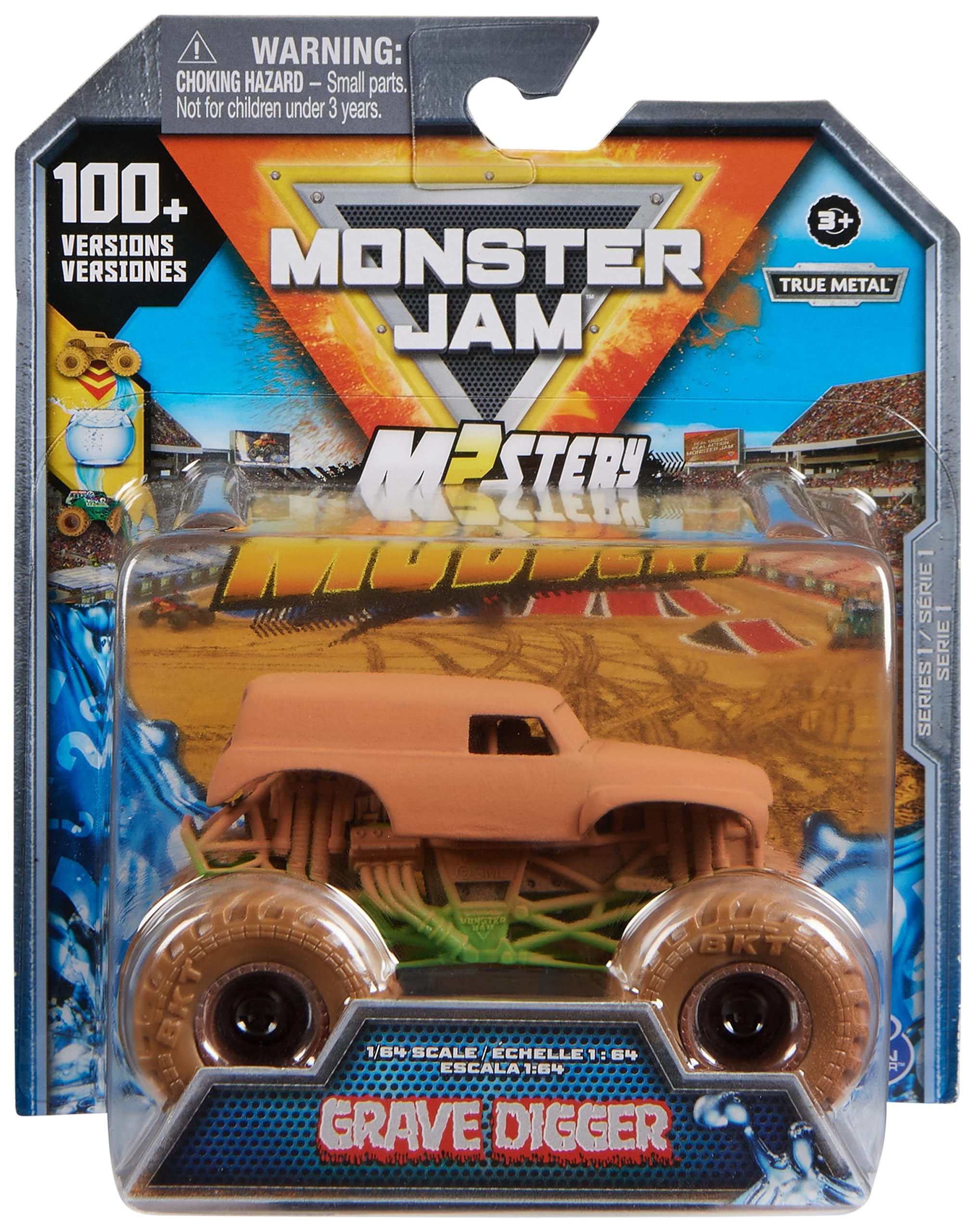 Monster Jam, Mystery Mudders, Official Die-Cast Monster Truck, Wash to Reveal, 1:64 Scale (Styles Will Vary)