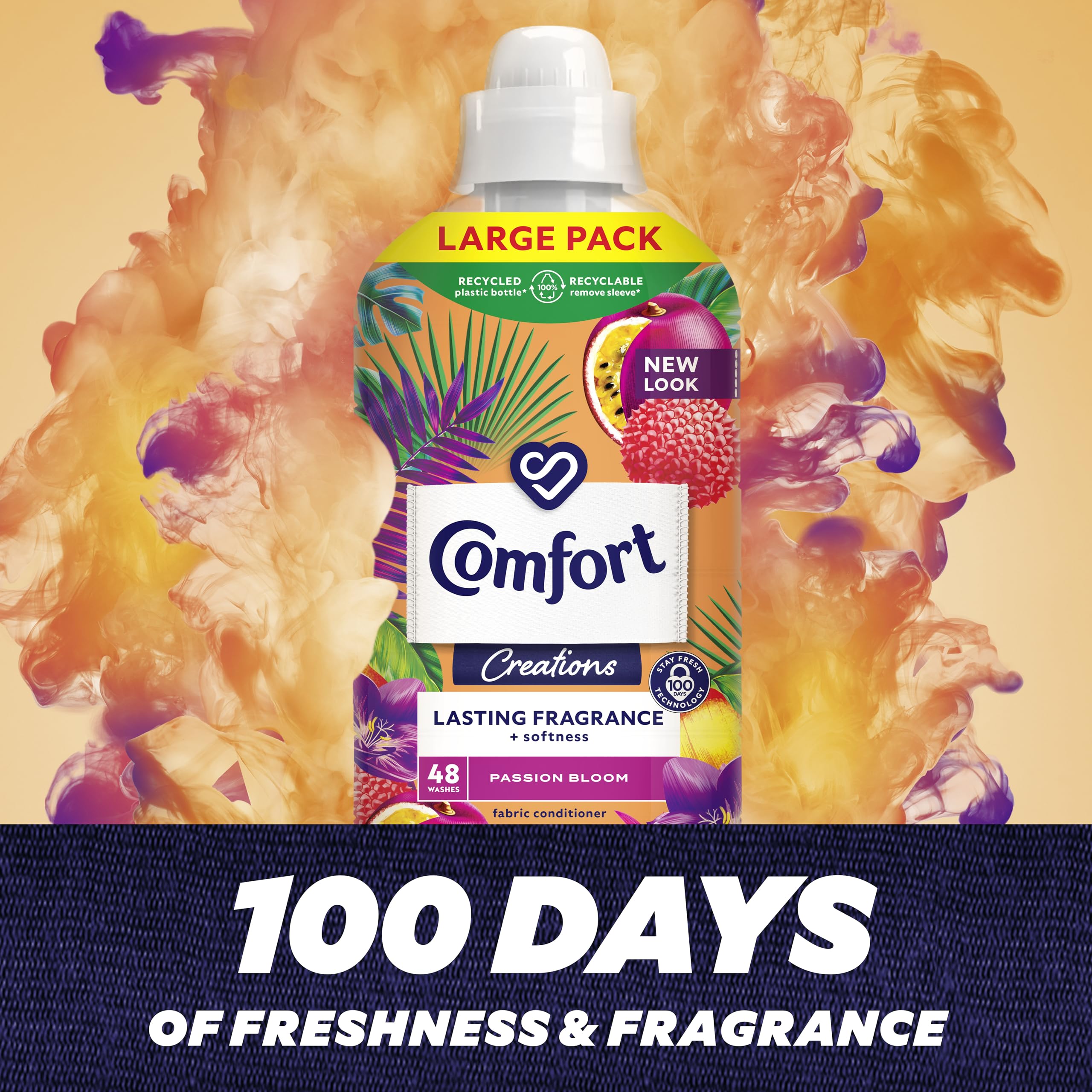 Comfort Creations Passion Bloom Fabric Conditioner with Stay Fresh technology for 100 days of freshness + fragrance* 288 washes (6x 1.44 L )