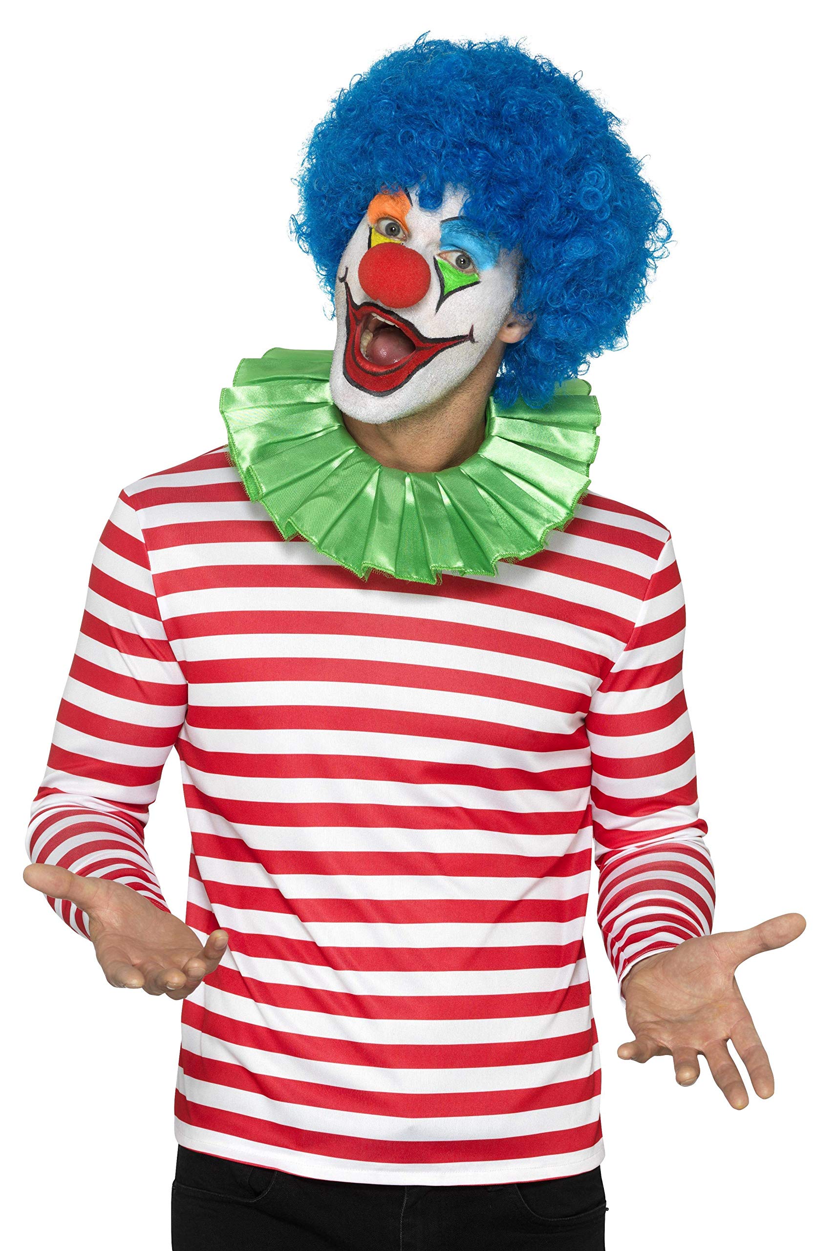 Smiffys Stripy T-Shirt, Red with Long Sleeve, Circus Fancy Dress, Adult Dress Up Costumes
